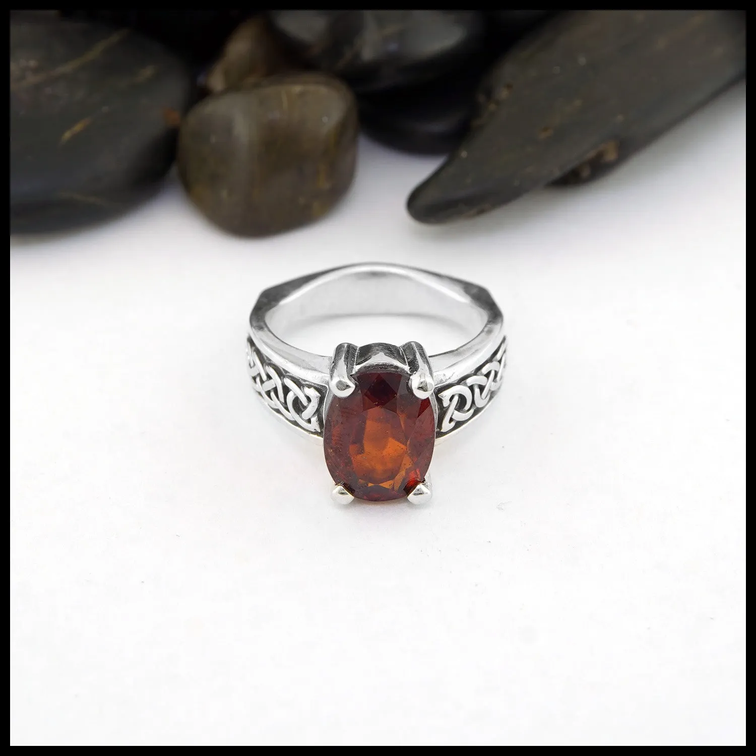 Euro Shank Hessonite Garnet Ring