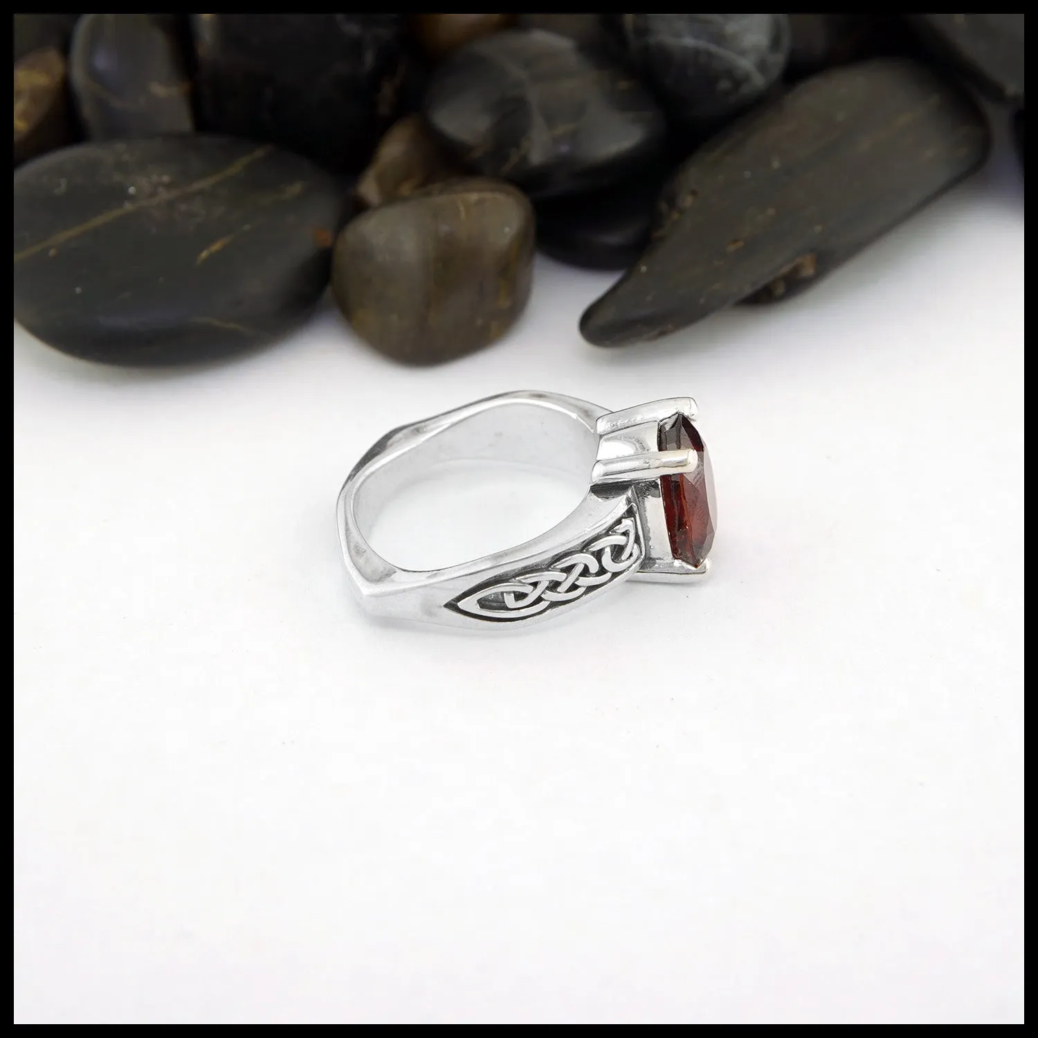 Euro Shank Hessonite Garnet Ring