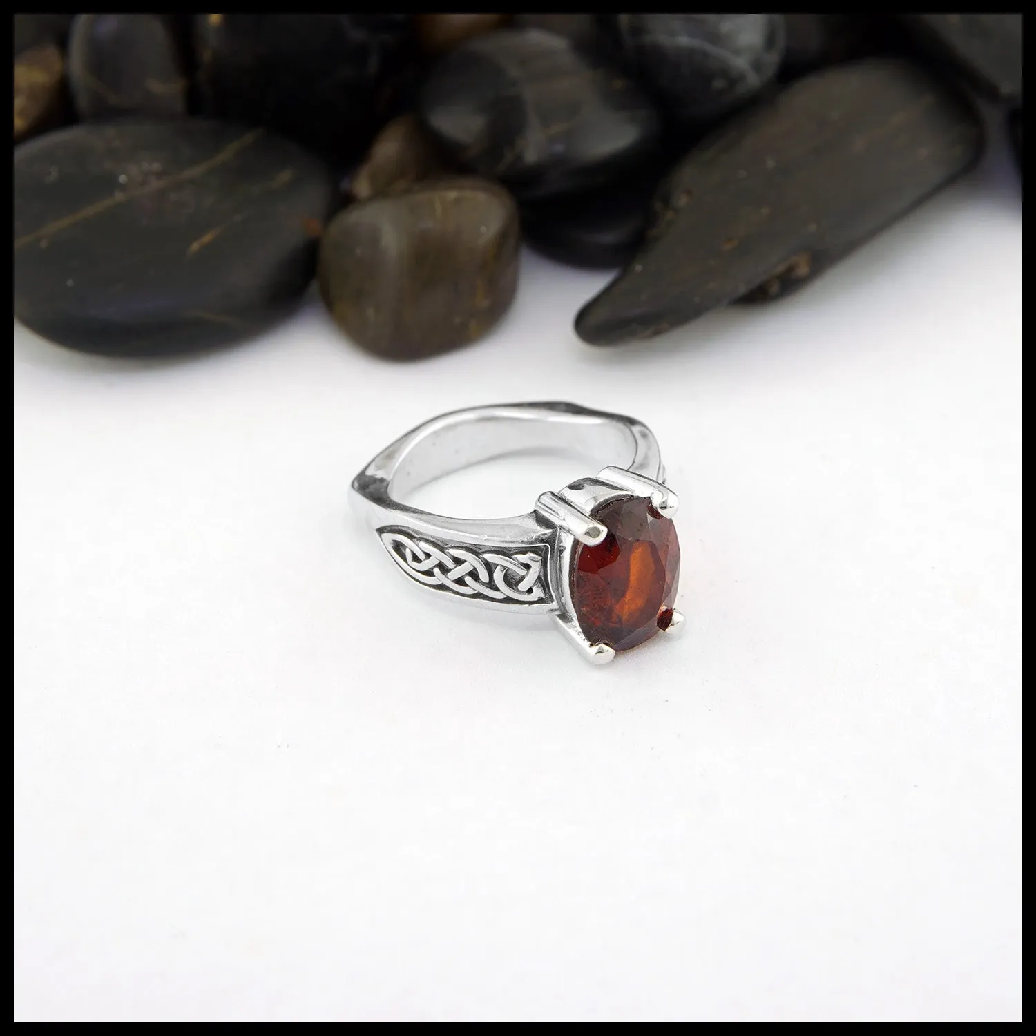 Euro Shank Hessonite Garnet Ring