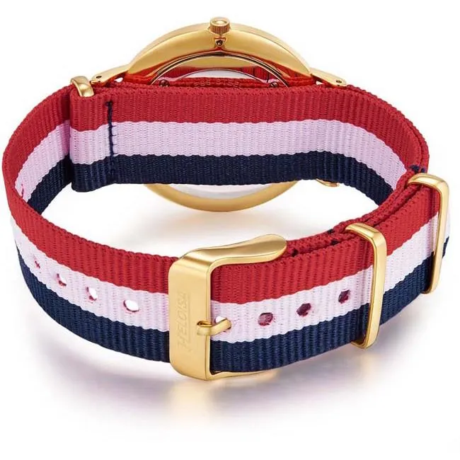 Fabric Band with White Dial Round Golden Case Watch For Men - Heloisa 76120341