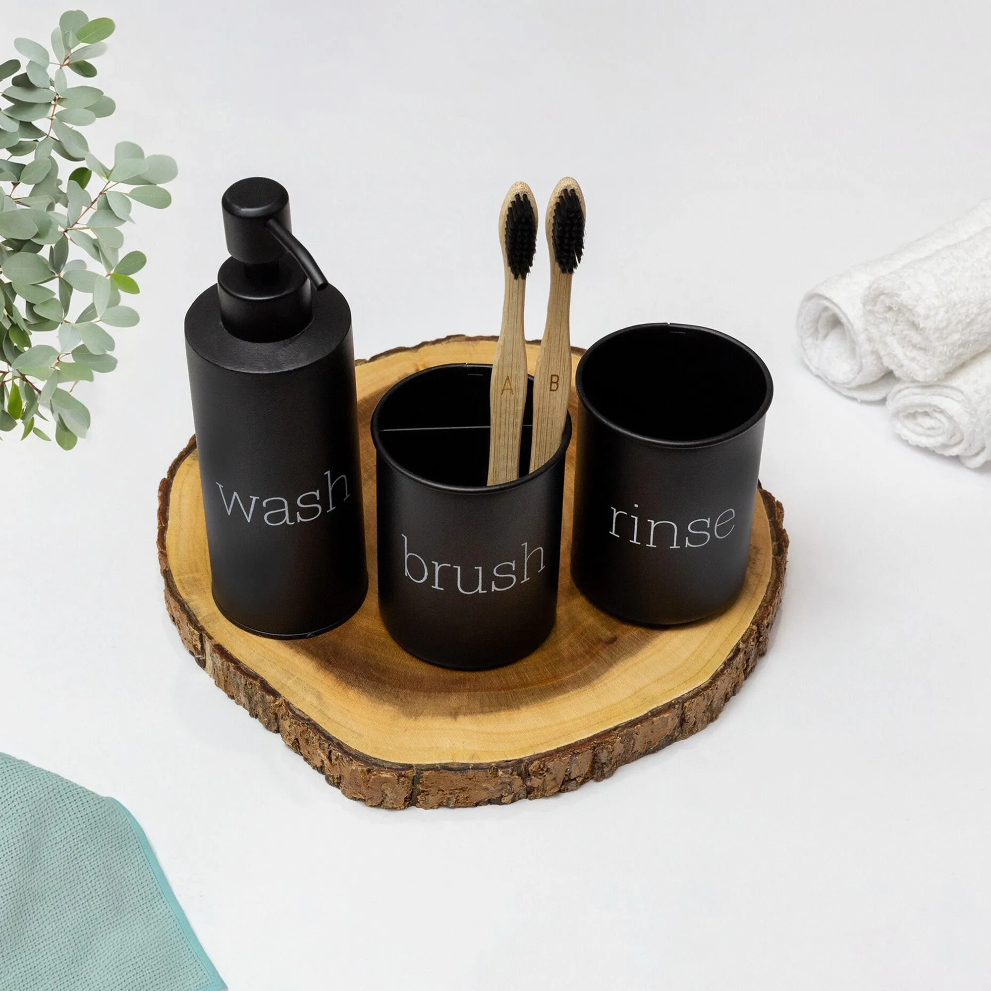 Farmhouse Bathroom Accessories Set (3-Piece Set, Black, Case of 30)