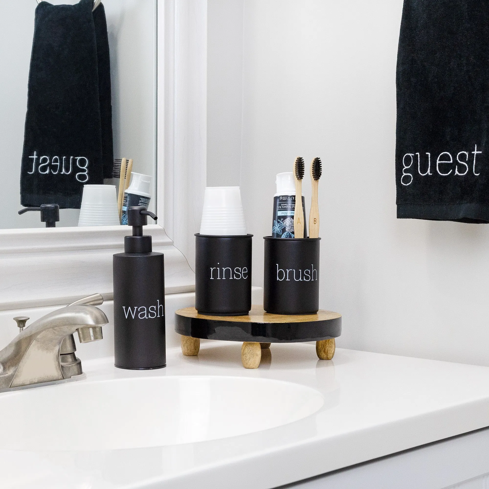 Farmhouse Bathroom Accessories Set (3-Piece Set, Black, Case of 30)