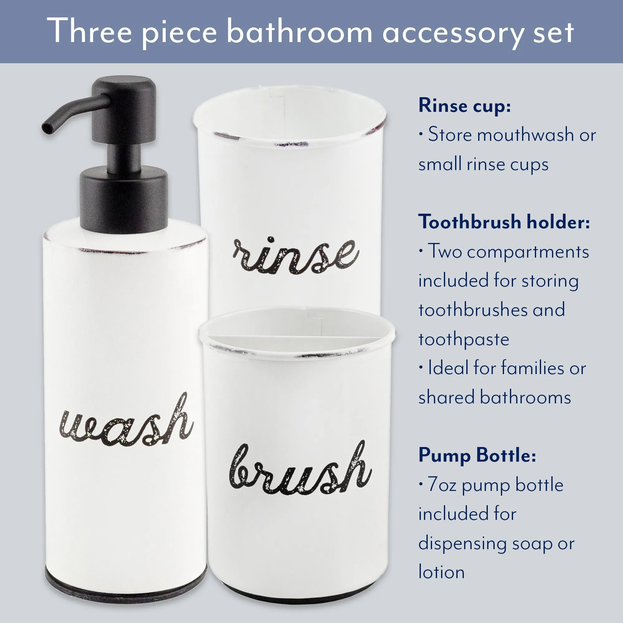 Farmhouse Bathroom Accessories Set (3-Piece Set);