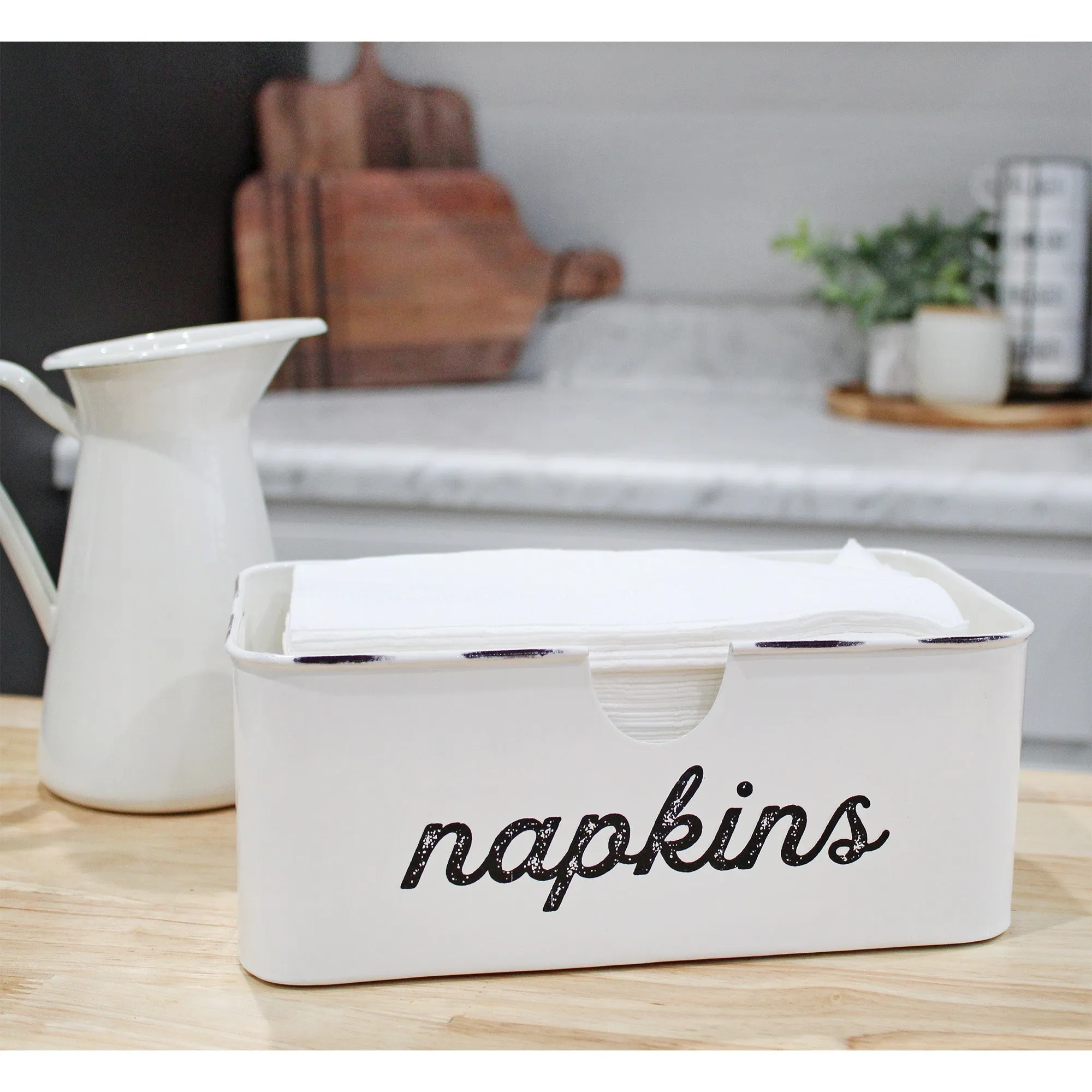 Farmhouse Dinner Napkin Holder (White, Case of 24)