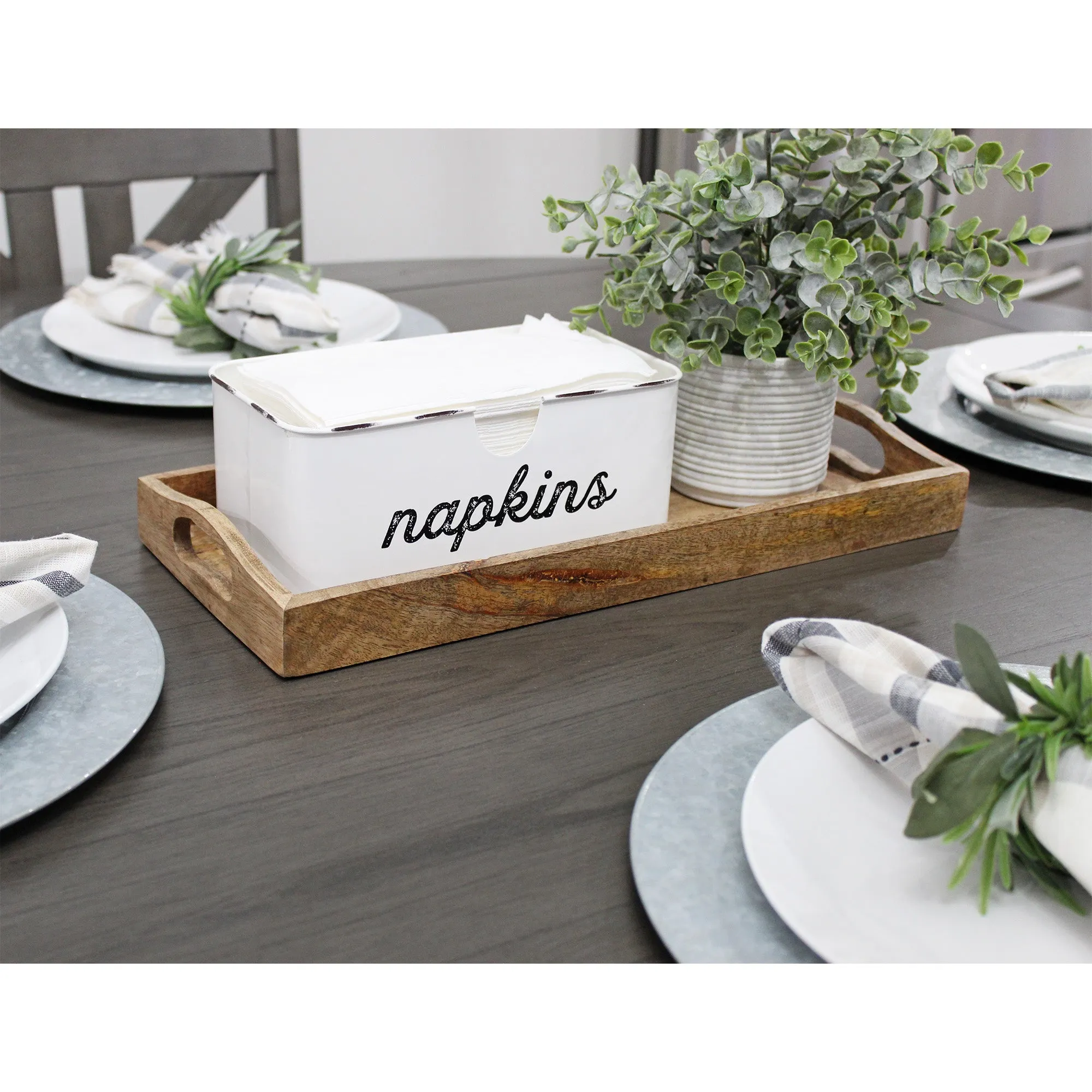 Farmhouse Dinner Napkin Holder (White, Case of 24)