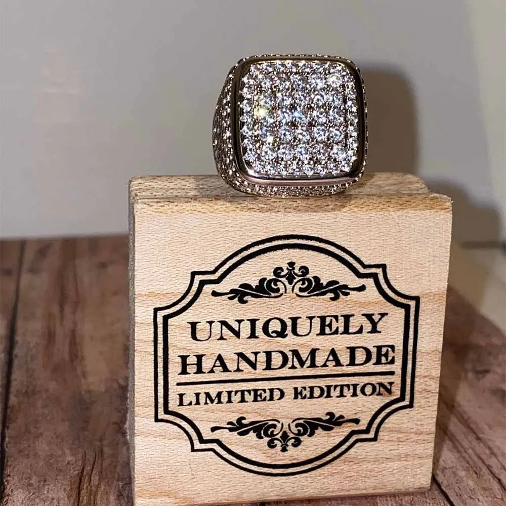 Fashion Silver Gold Plated Clear Zircon Cz Iced Out Hip Hop Jewelry Ring