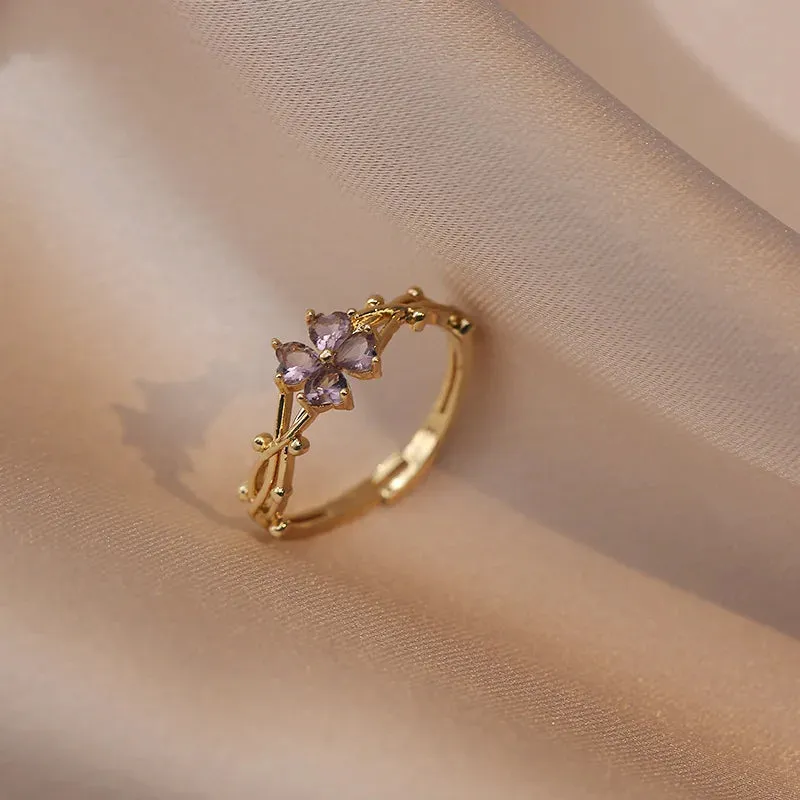 Fashionable French Violet Adjustable Ring