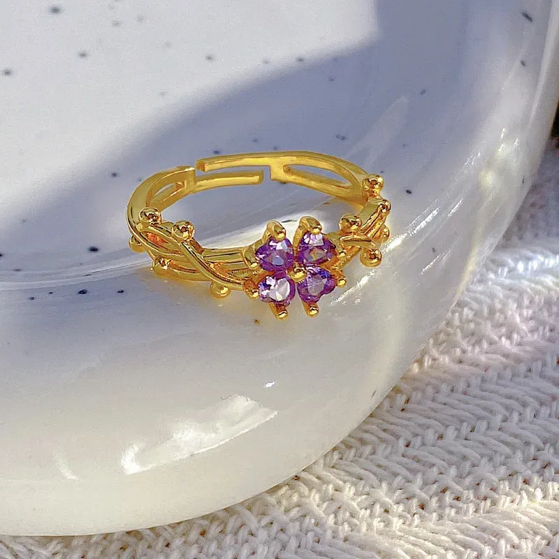 Fashionable French Violet Adjustable Ring