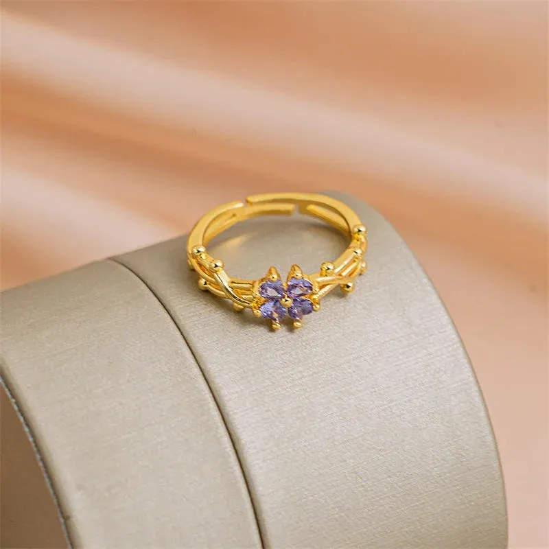 Fashionable French Violet Adjustable Ring