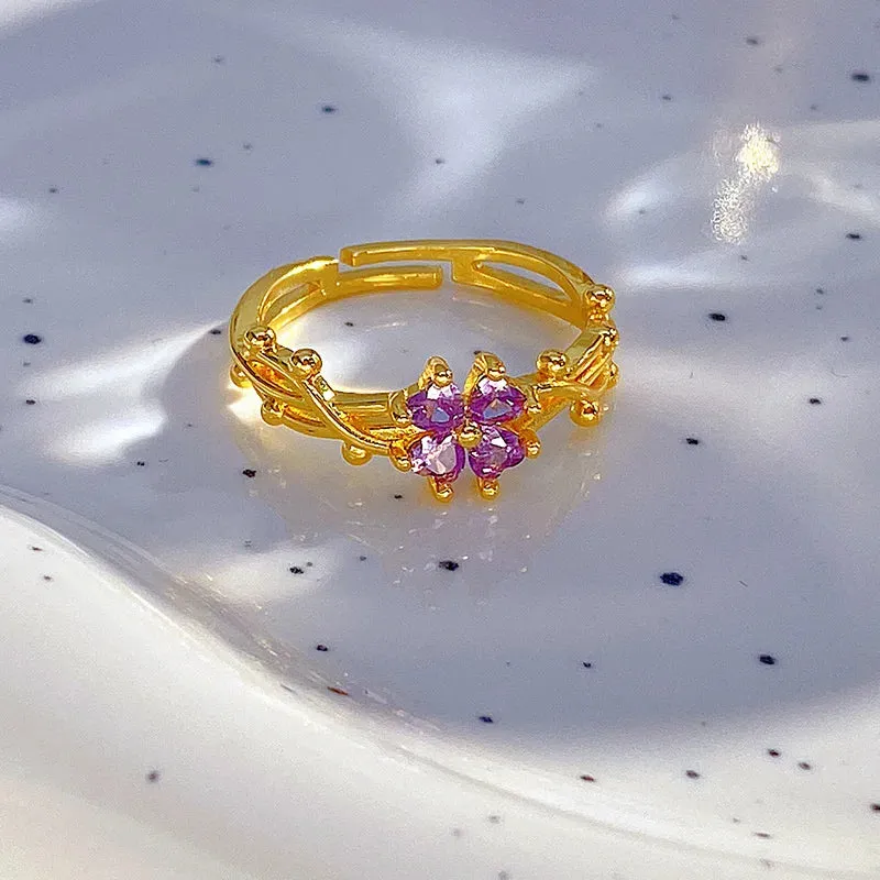 Fashionable French Violet Adjustable Ring