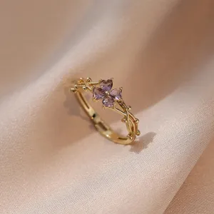 Fashionable French Violet Adjustable Ring