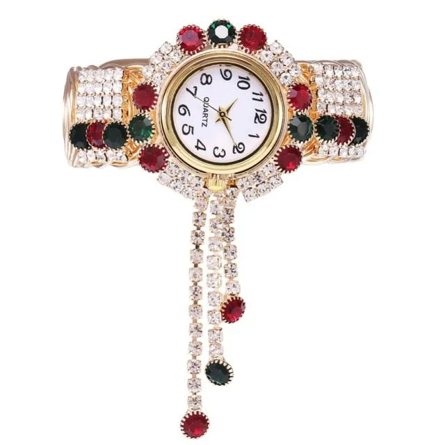 FashionNew Ladies Quartz Watch Exquisite Full Diamond Pendant Gemstone Watch New Simple Ladies Personality Compact Women Watches