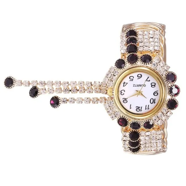 FashionNew Ladies Quartz Watch Exquisite Full Diamond Pendant Gemstone Watch New Simple Ladies Personality Compact Women Watches
