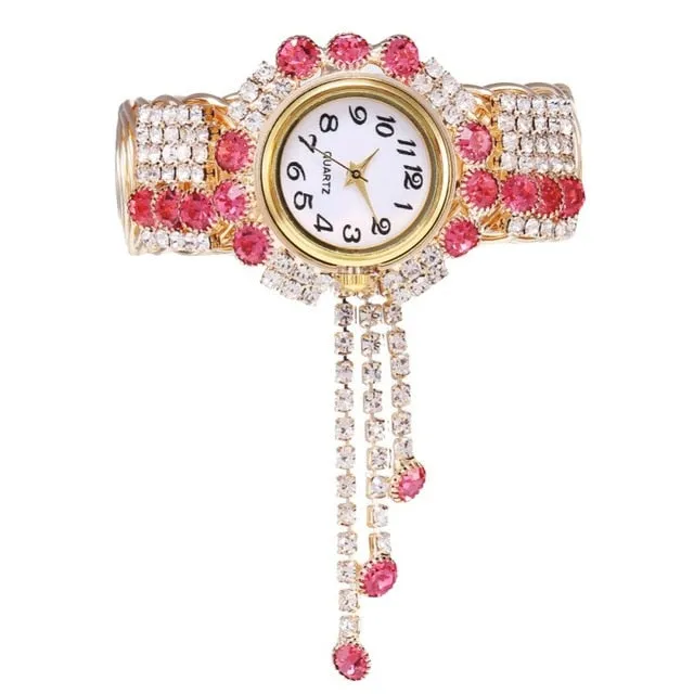 FashionNew Ladies Quartz Watch Exquisite Full Diamond Pendant Gemstone Watch New Simple Ladies Personality Compact Women Watches
