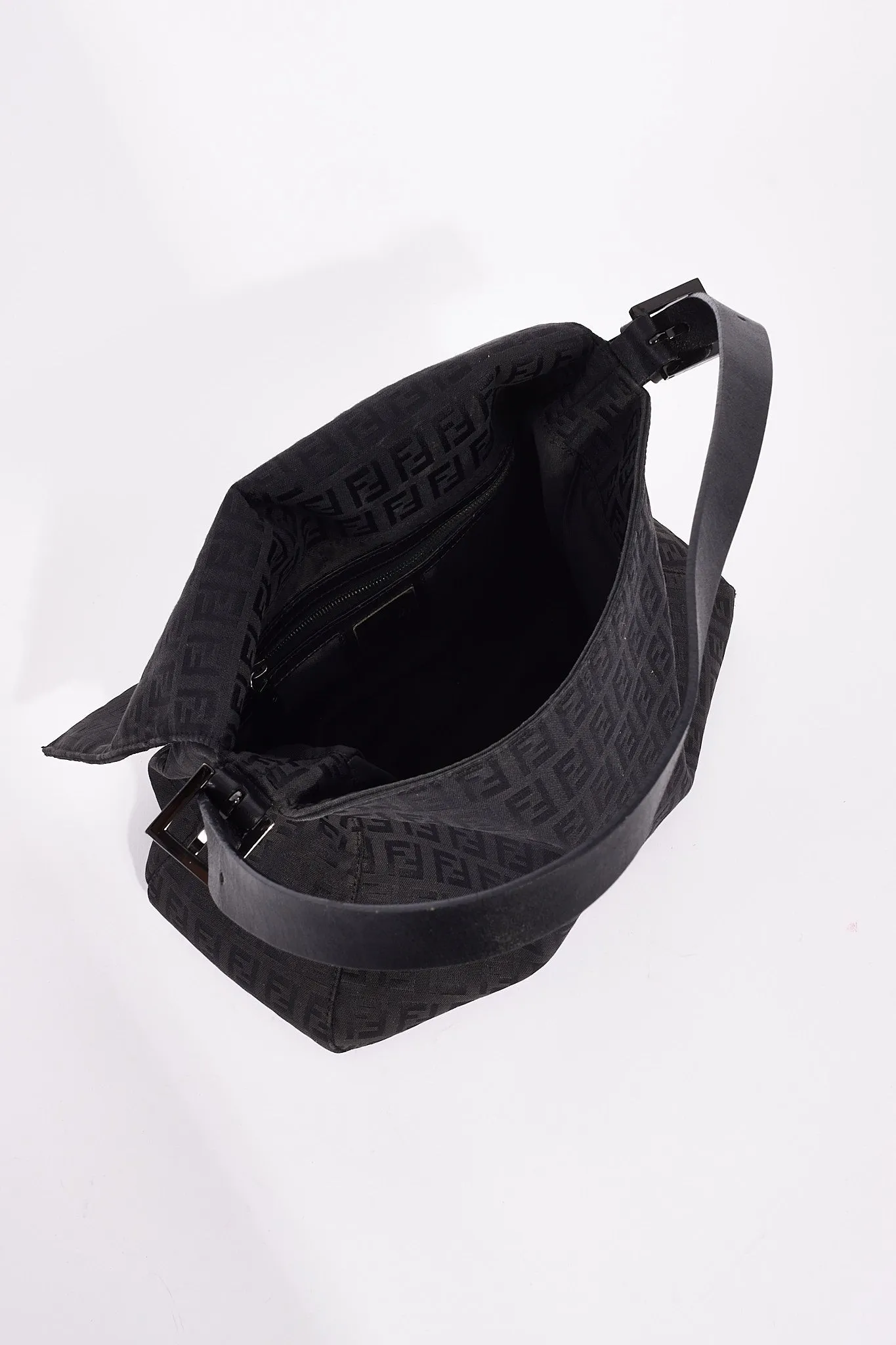 Fendi Black Canvas Zucchino Mama Baguette Shoulder Bag