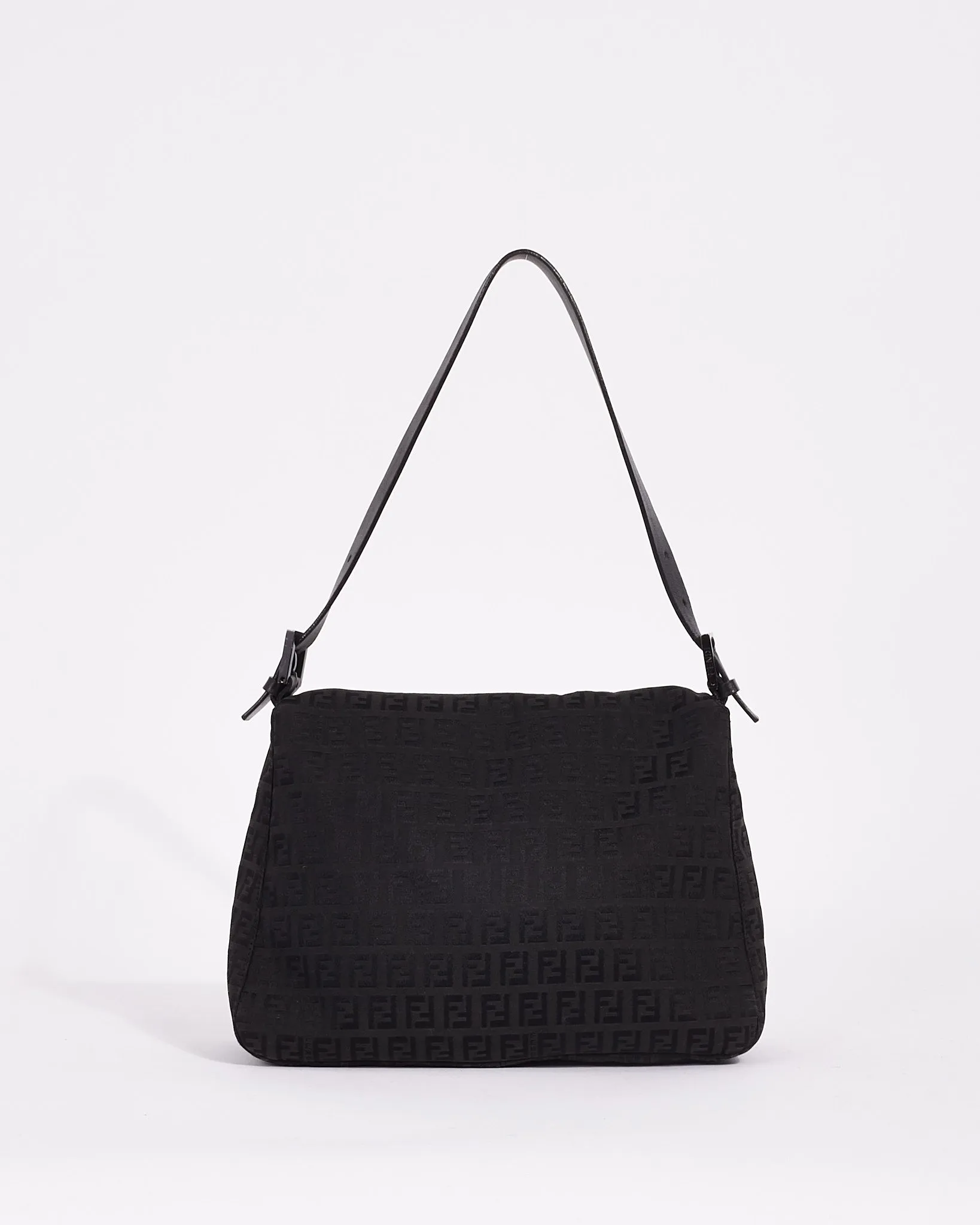Fendi Black Canvas Zucchino Mama Baguette Shoulder Bag