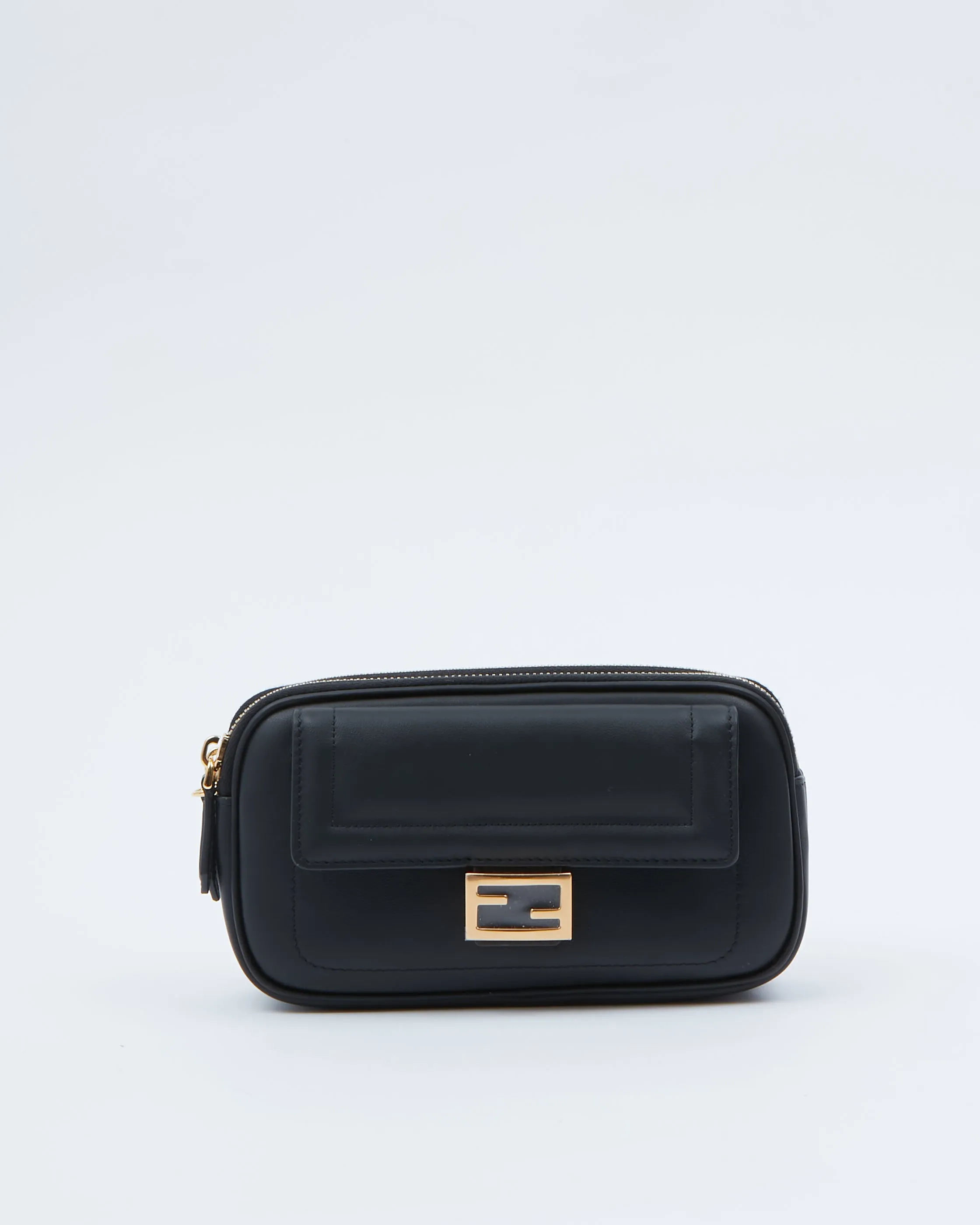 Fendi Black Leather Mini Wallet On Chain Crossbody Bag