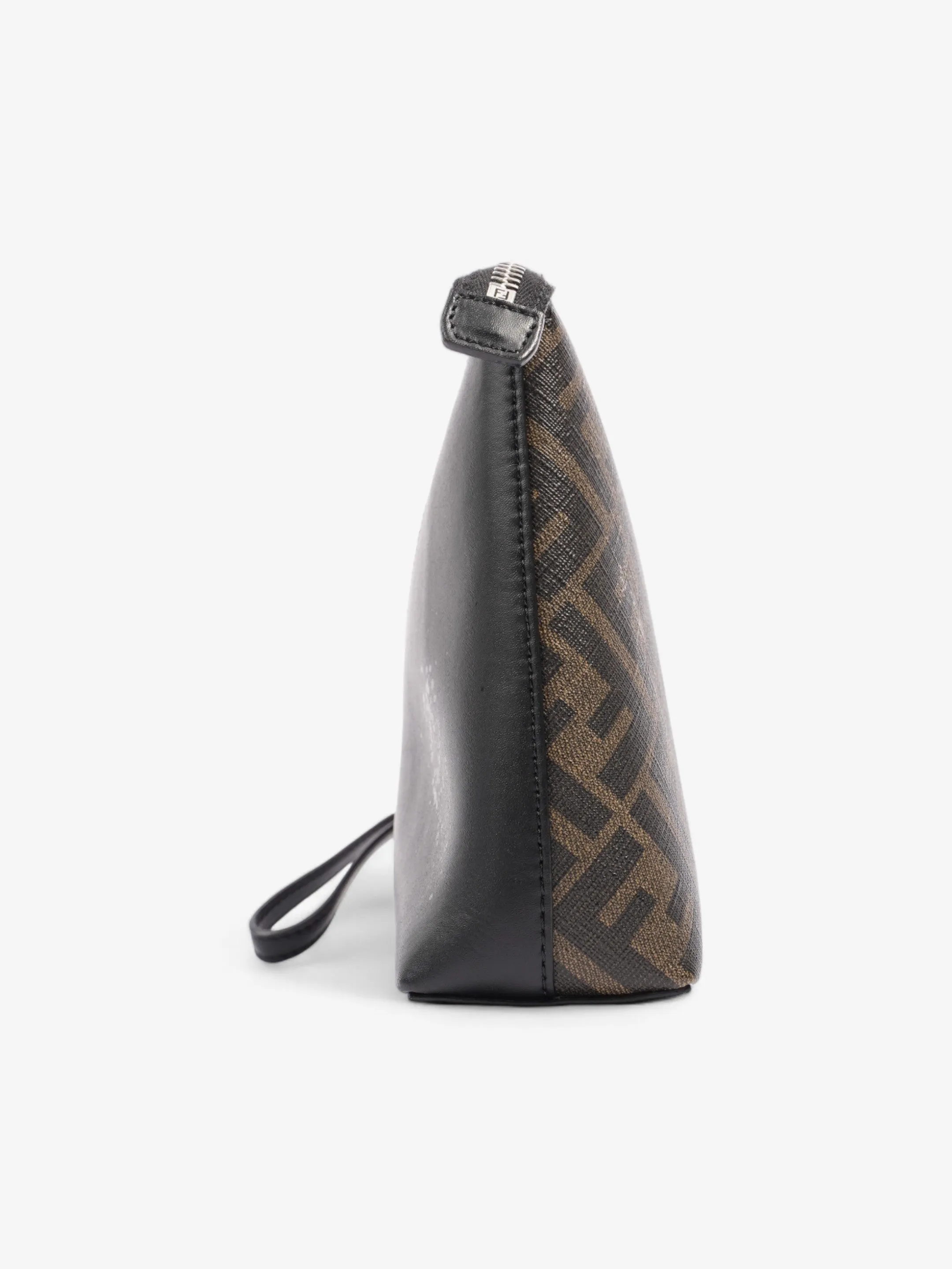 Fendi Diagonal Flat Pouch Tobacco / Black Coated Canvas