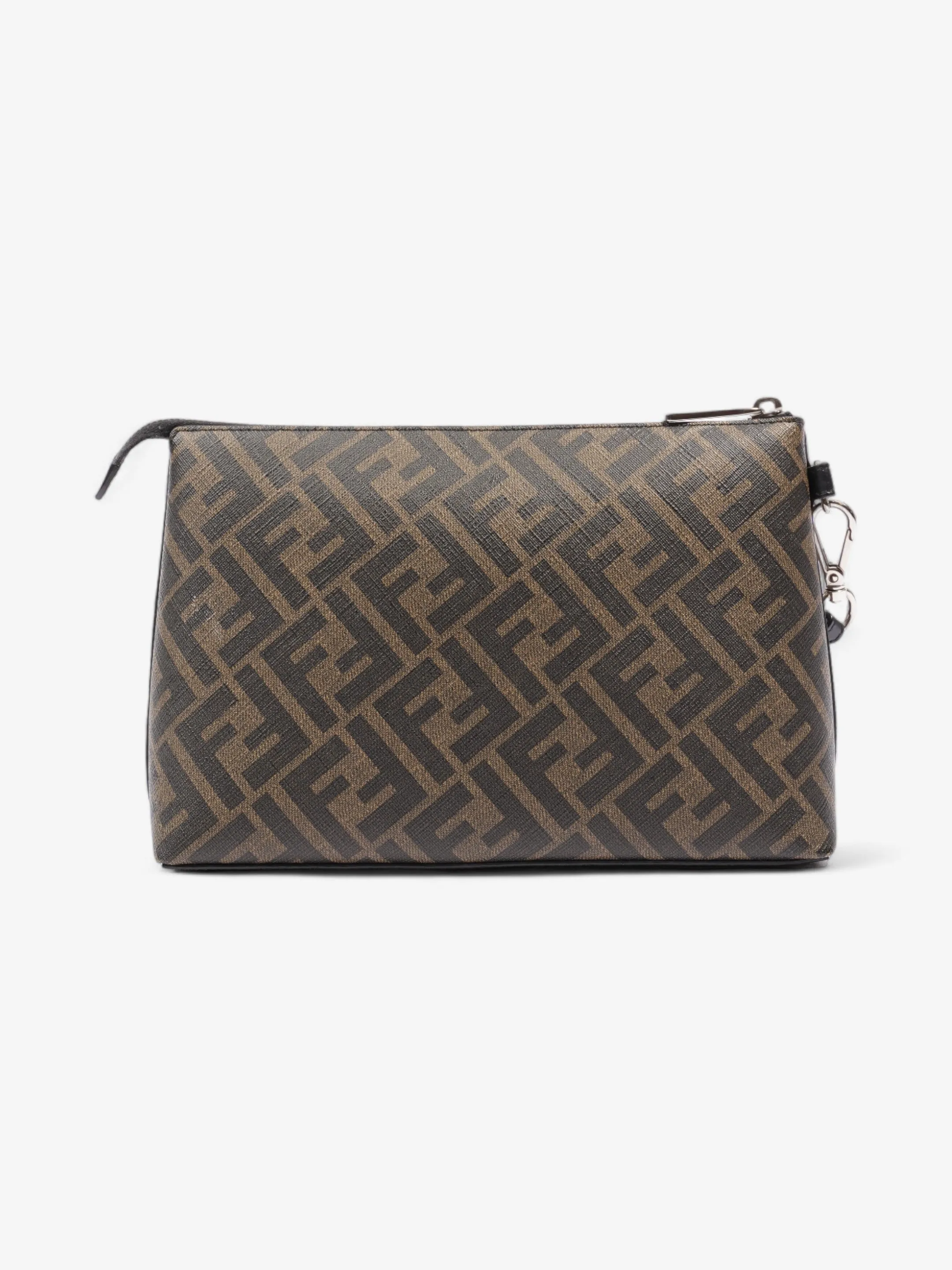 Fendi Diagonal Flat Pouch Tobacco / Black Coated Canvas