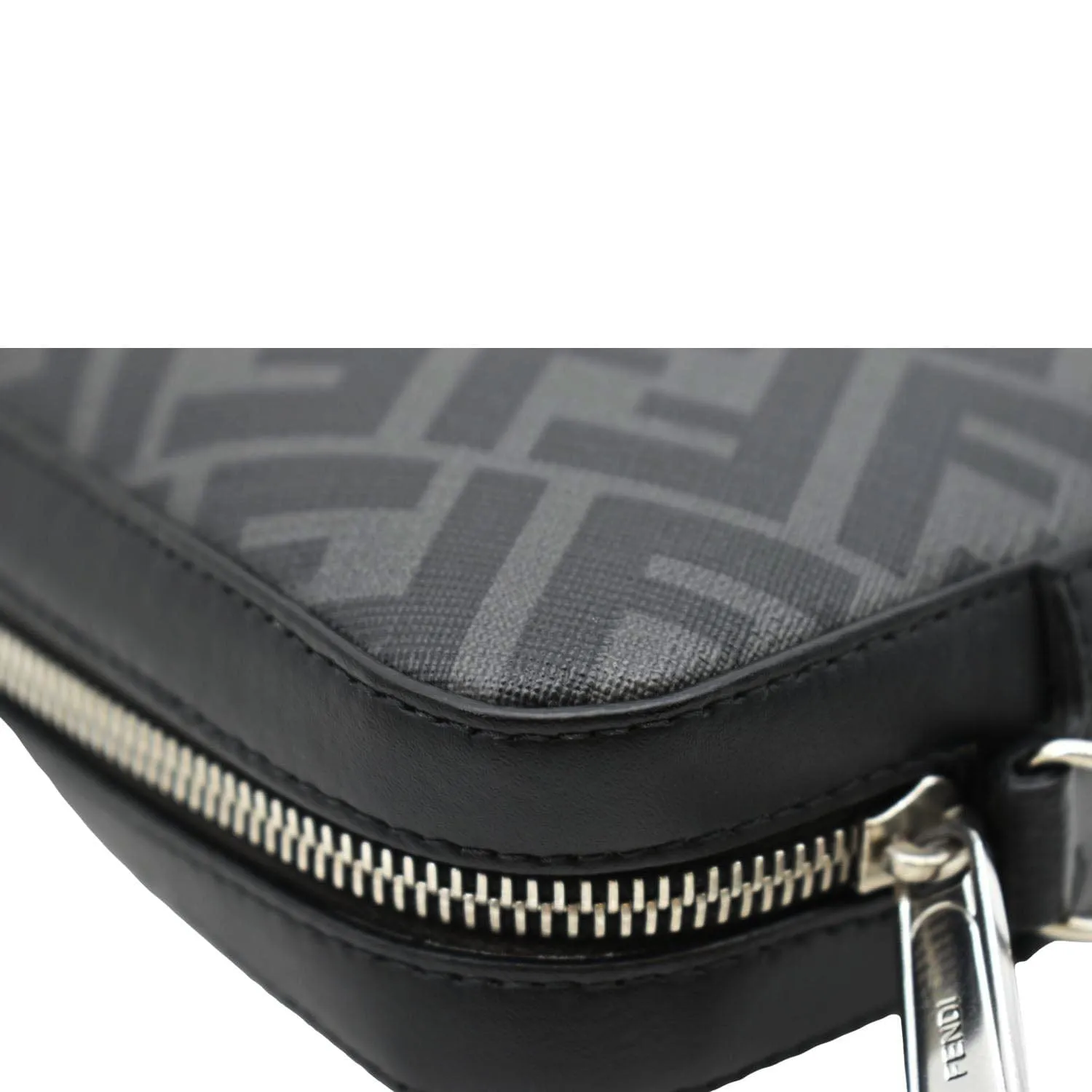 FENDI Diagonal Medium FF Zucca Canvas Camera Case Crossbody Bag Black