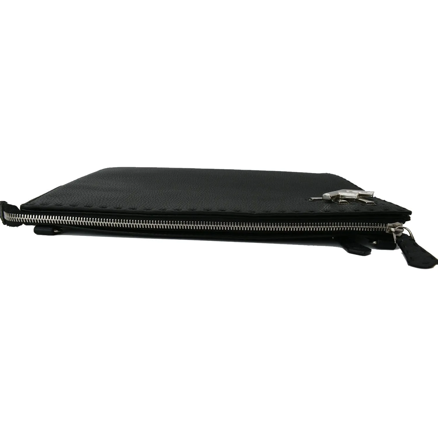 FENDI Leather Crossbody Messenger Bag Black
