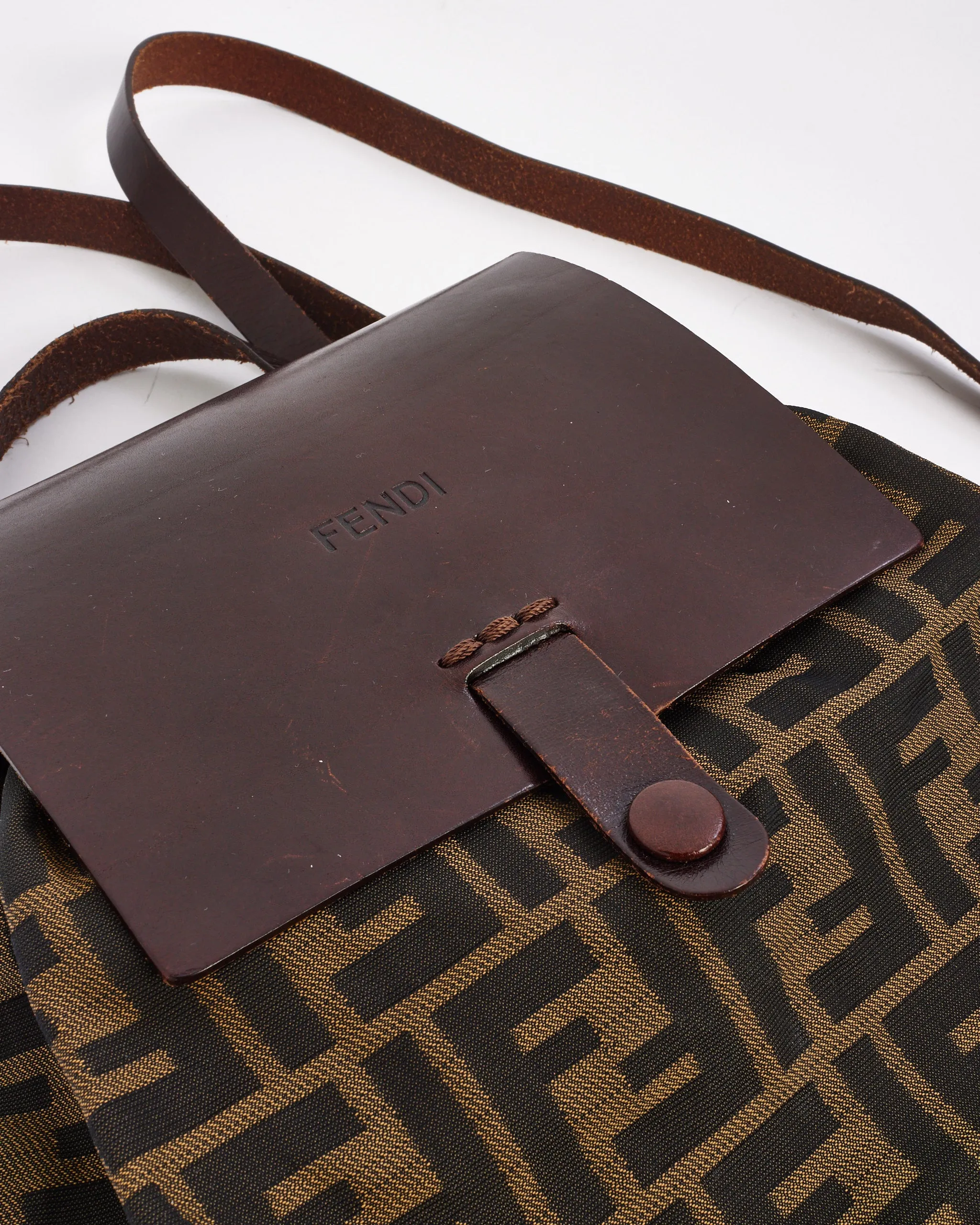 Fendi Vintage Brown Zucca Print Canvas Backpack