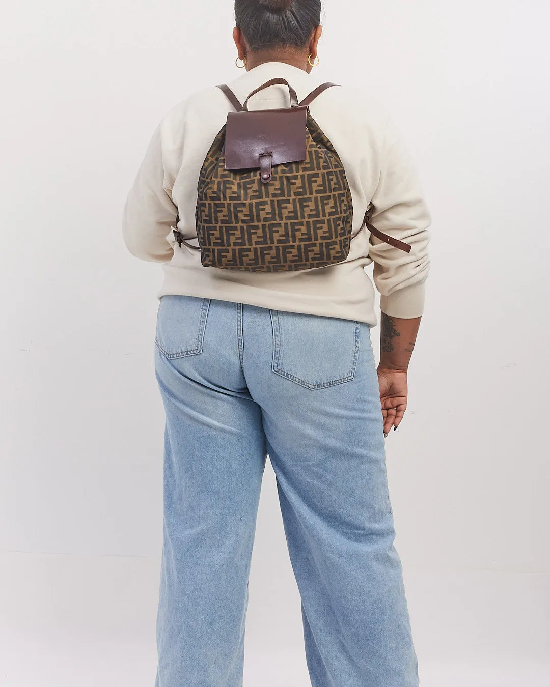Fendi Vintage Brown Zucca Print Canvas Backpack