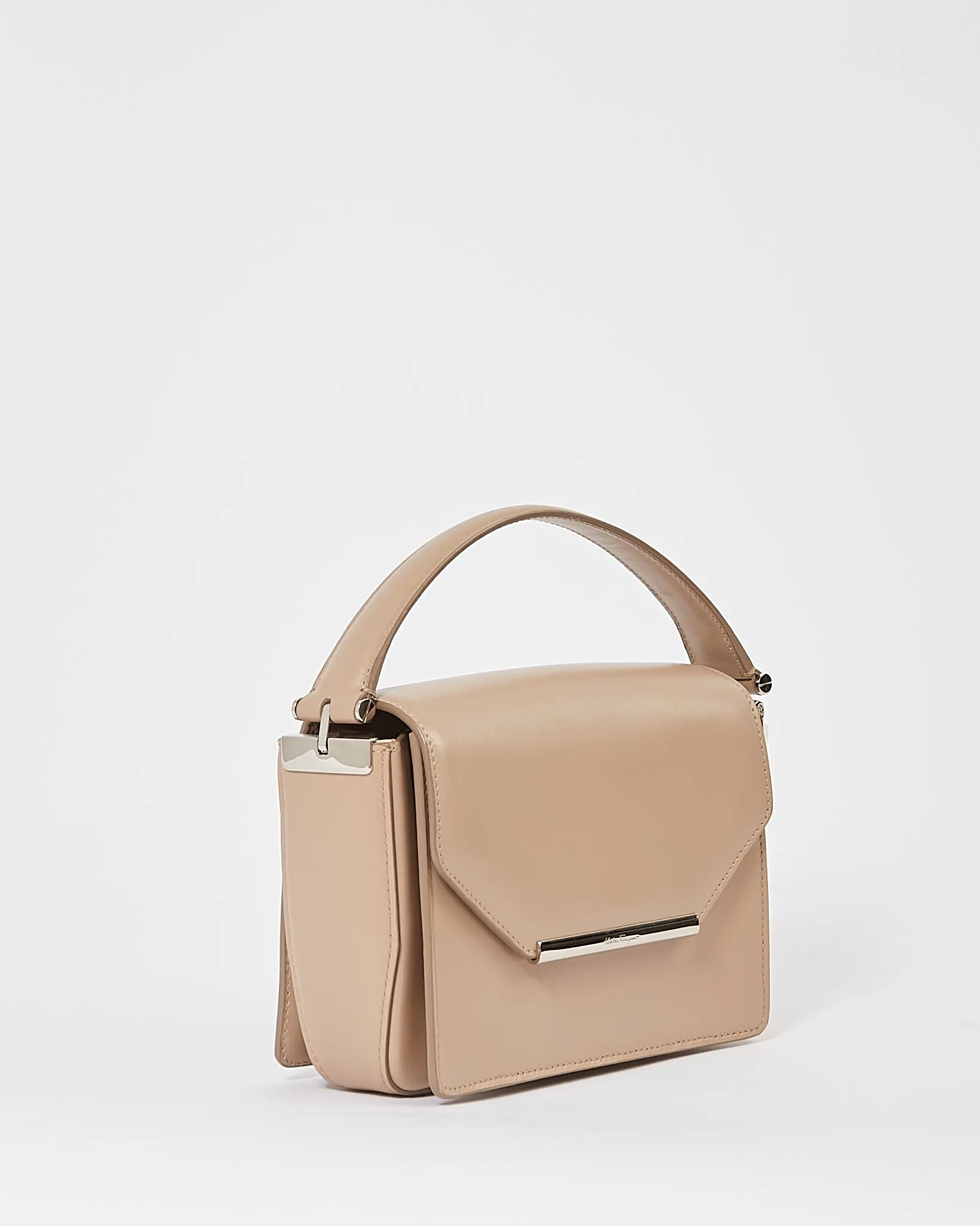 Ferragamo Taupe Smooth Leather Shoulder Bag