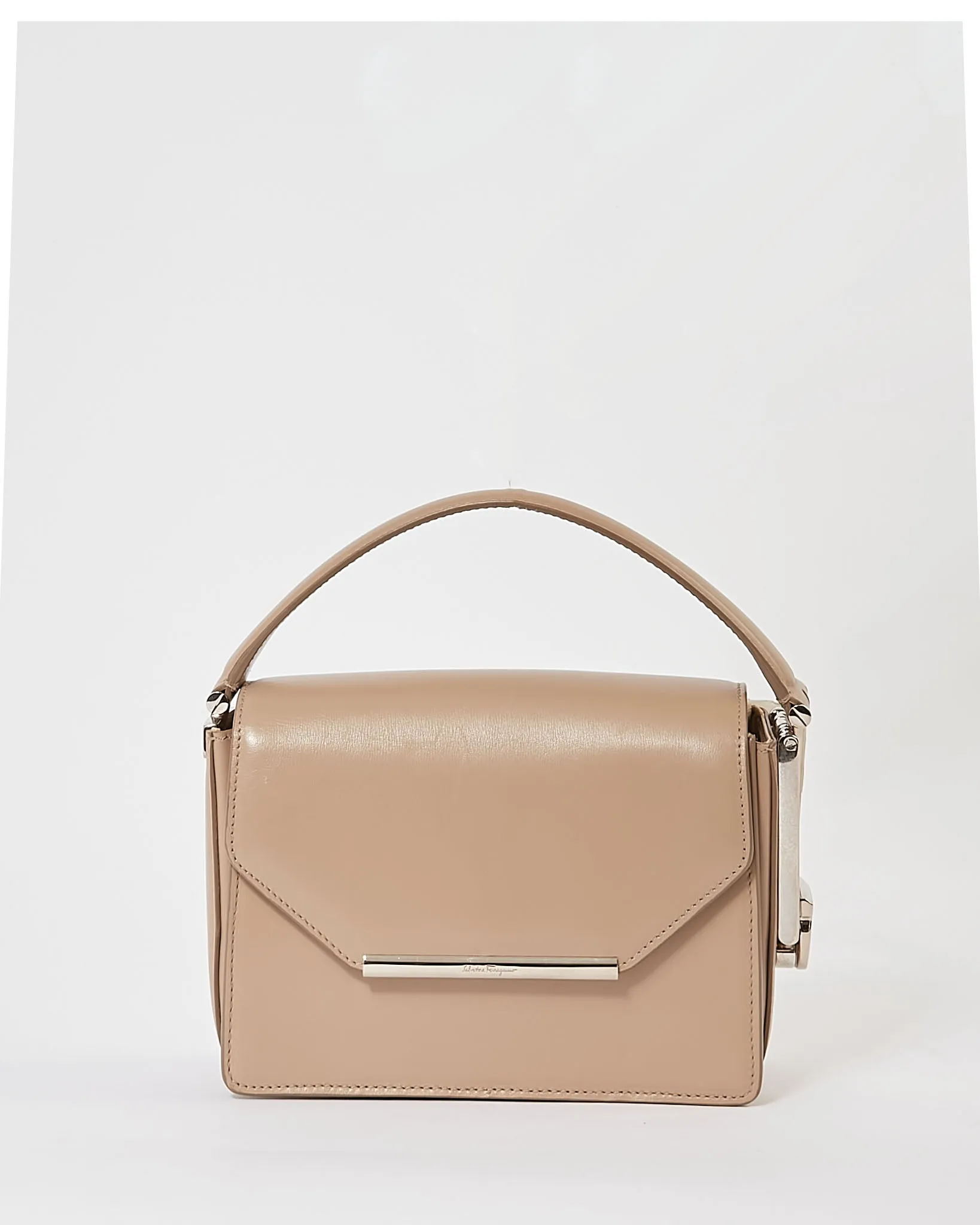 Ferragamo Taupe Smooth Leather Shoulder Bag