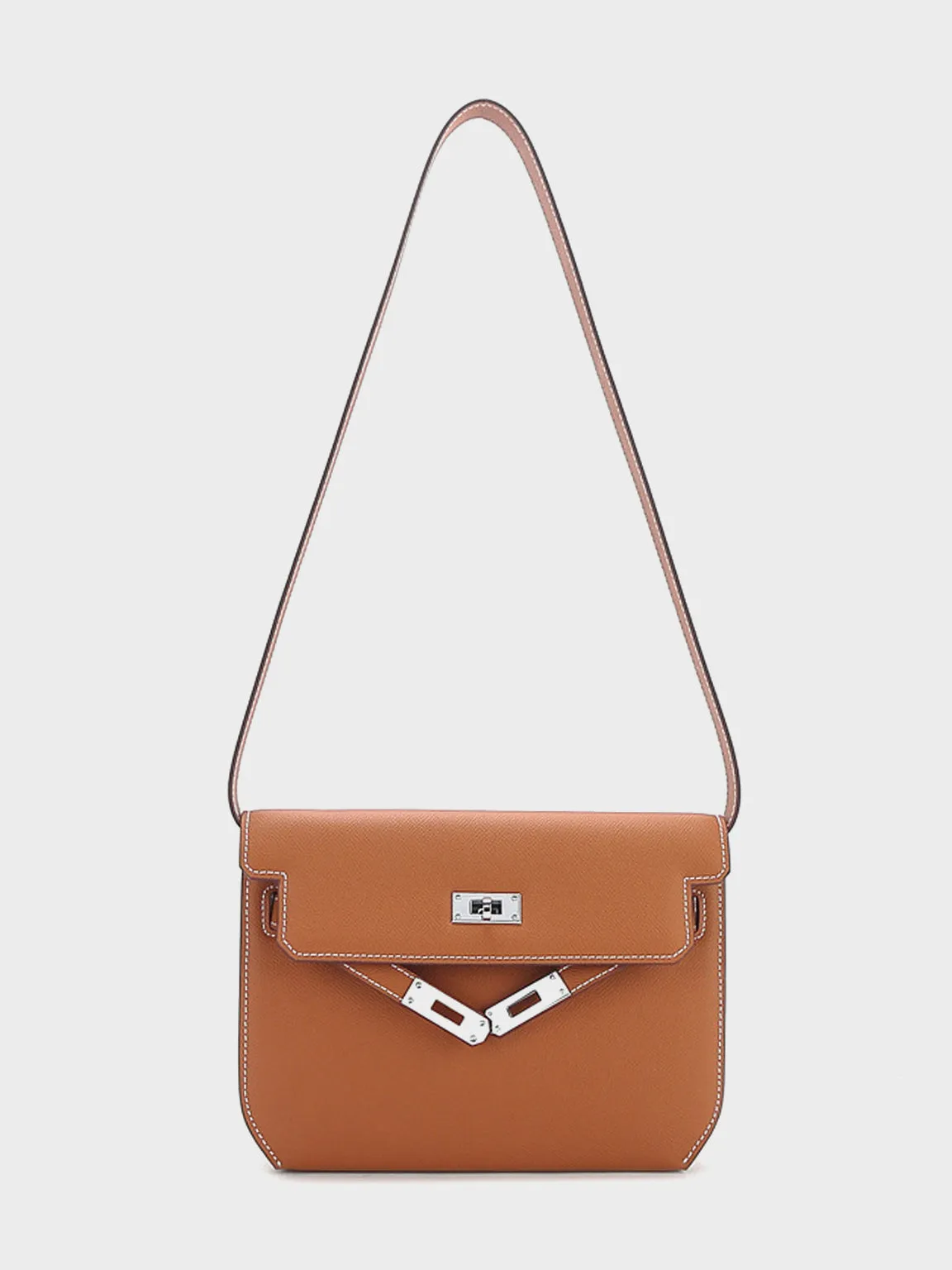 Flap-top Messenger Bag Silver Hardware Crossbody Clutch