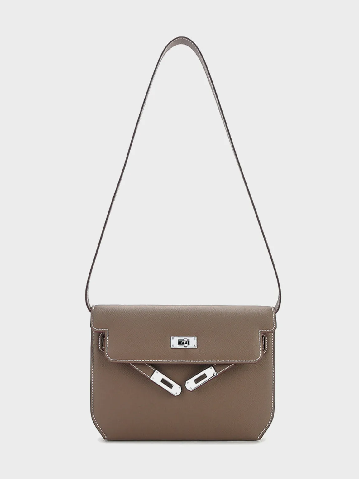 Flap-top Messenger Bag Silver Hardware Crossbody Clutch