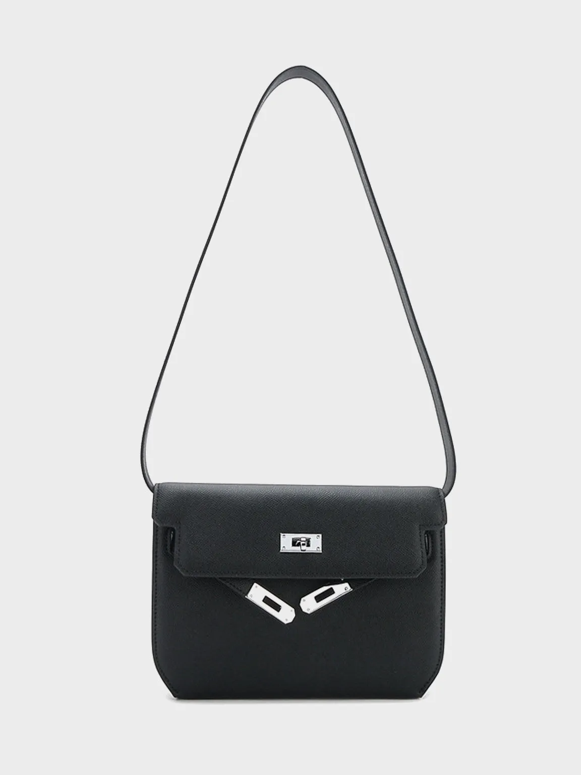 Flap-top Messenger Bag Silver Hardware Crossbody Clutch