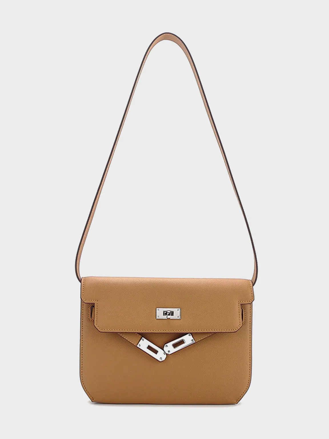 Flap-top Messenger Bag Silver Hardware Crossbody Clutch