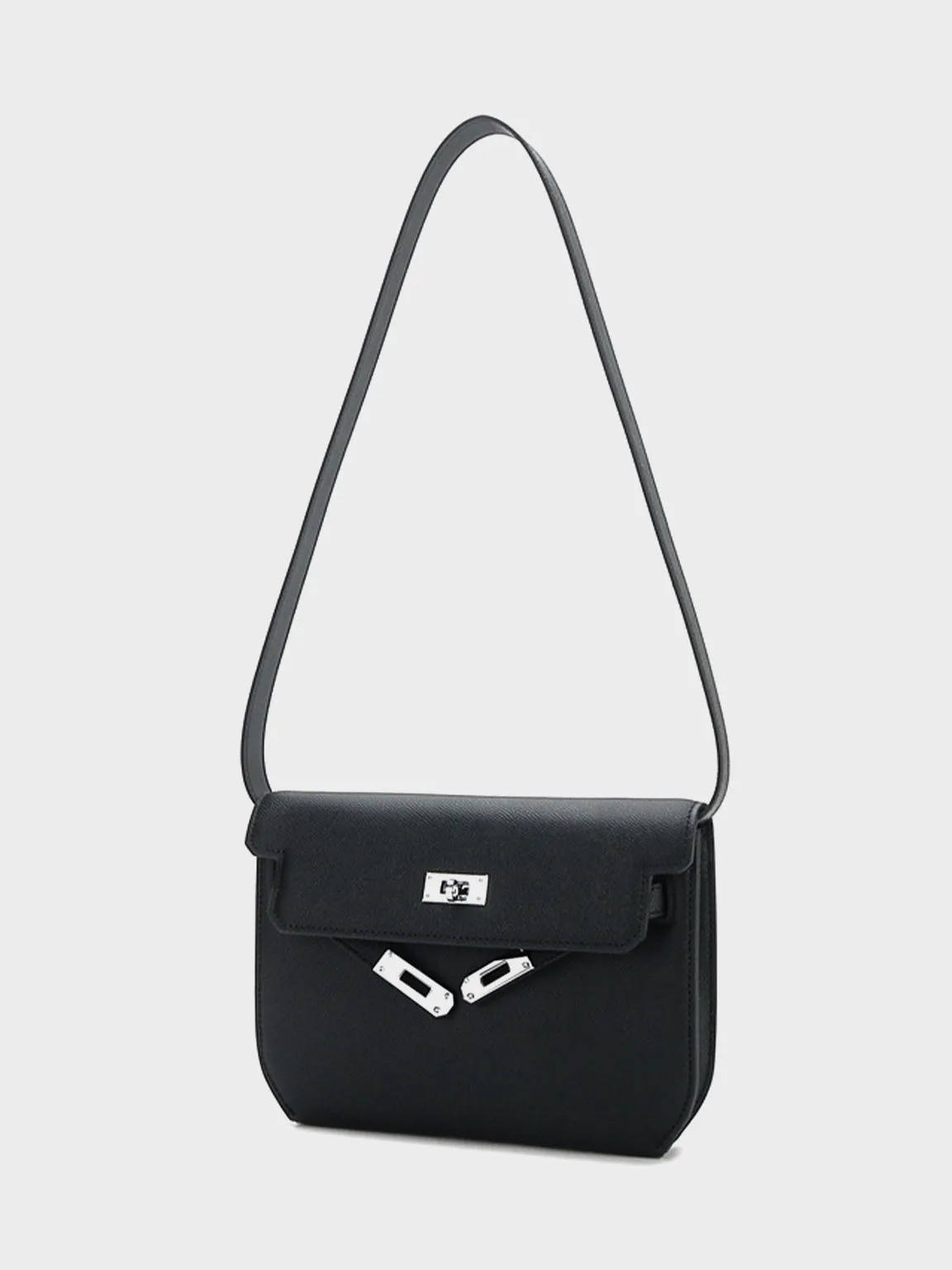 Flap-top Messenger Bag Silver Hardware Crossbody Clutch