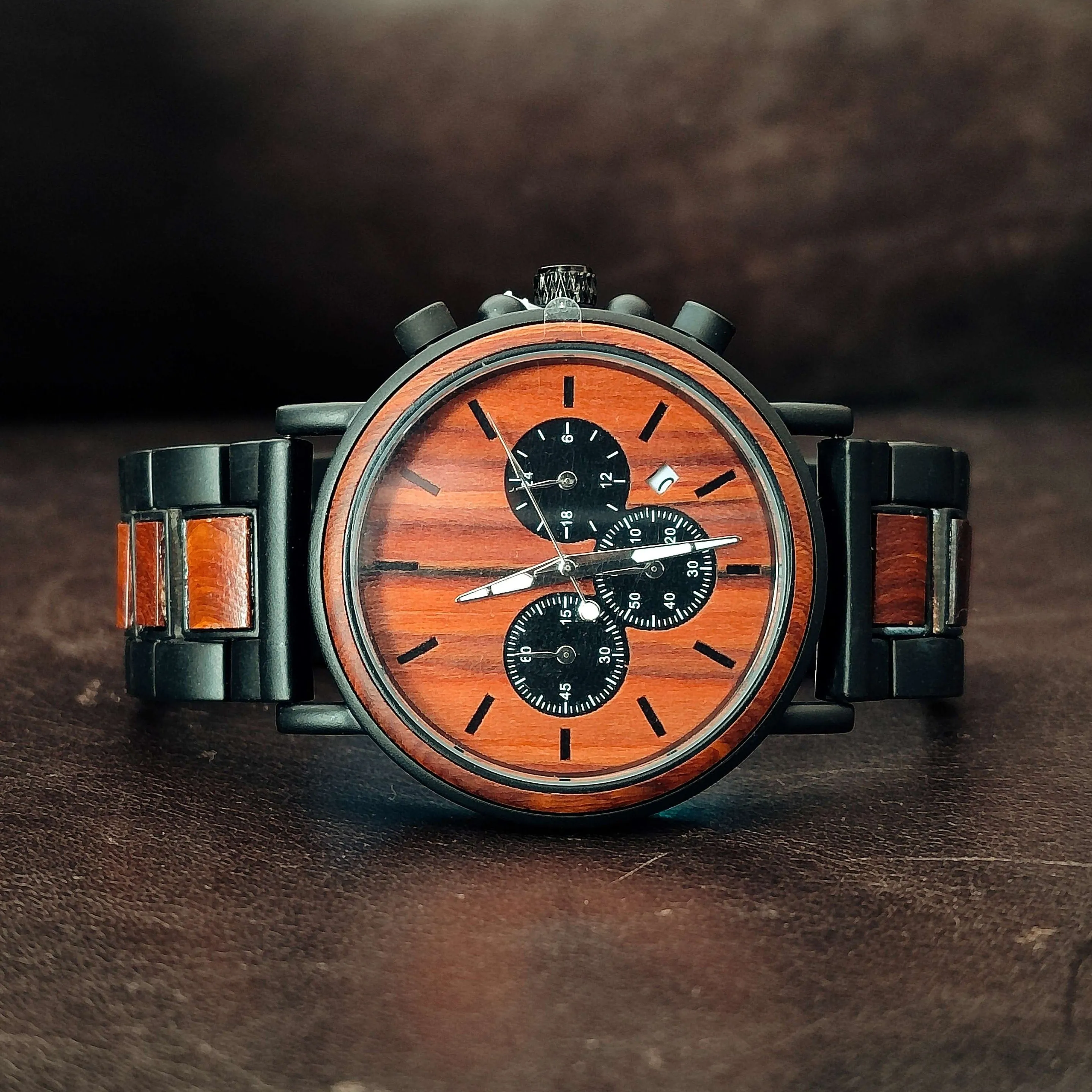 Flash - Black Plated Stainless Steel & Rosewood Watch