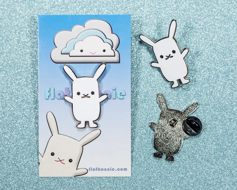 Flat Bonnie bunny enamel pin - Cute rabbit jewelry jacket pin - Cloisonné lapel pin