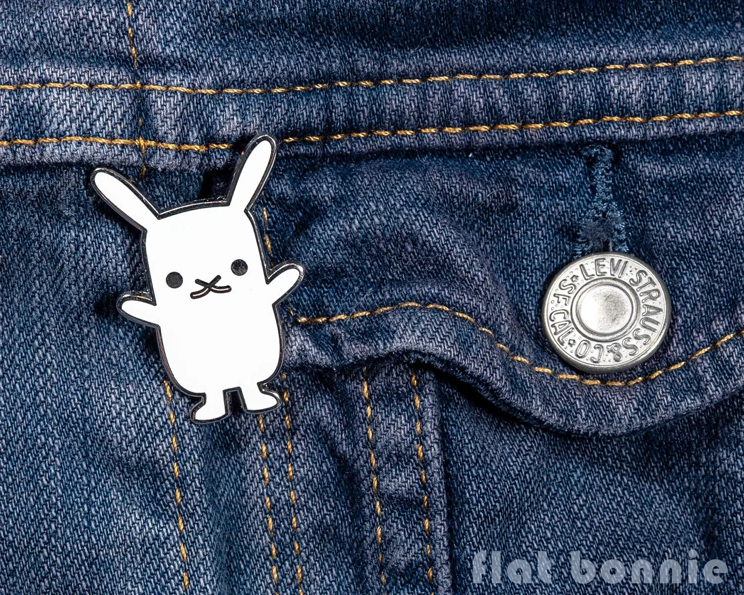 Flat Bonnie bunny enamel pin - Cute rabbit jewelry jacket pin - Cloisonné lapel pin