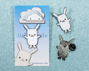 Flat Bonnie bunny enamel pin - Cute rabbit jewelry jacket pin - Cloisonné lapel pin