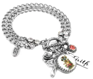 Floral Cross Charm Bracelet
