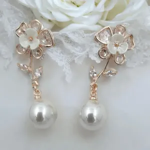 Floral Pearl Drop Earrings