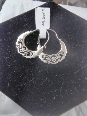 Floral Silver Hoop Earrings