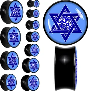 Floral Star of David Black Acrylic Saddle Plug Set