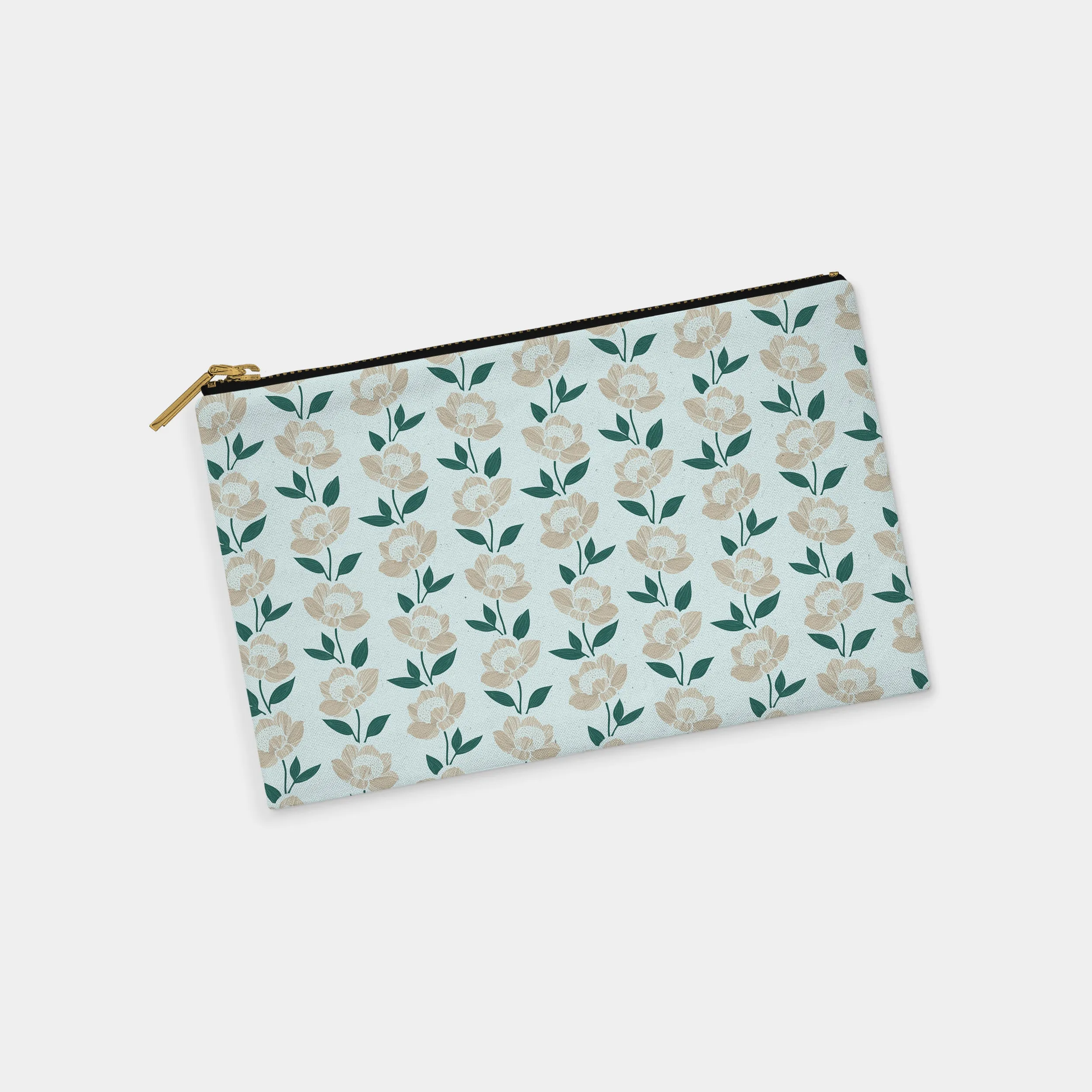 Floral Stripe Personalized Zipper Pouch (on sky)