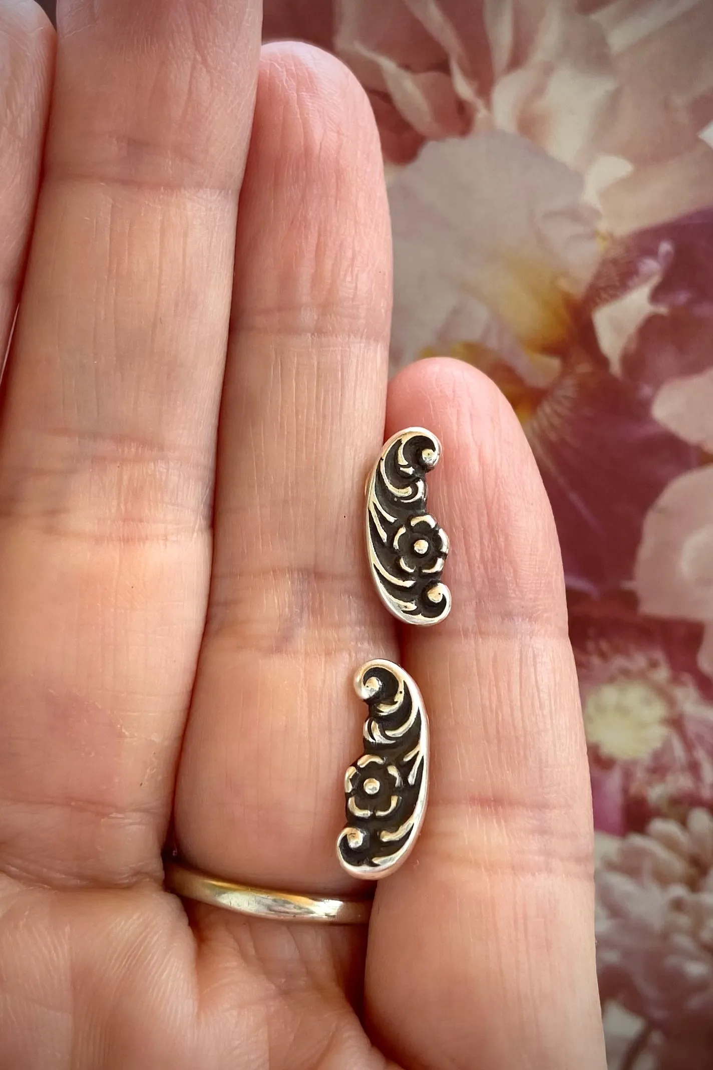 Floral Swirl Stud Earrings
