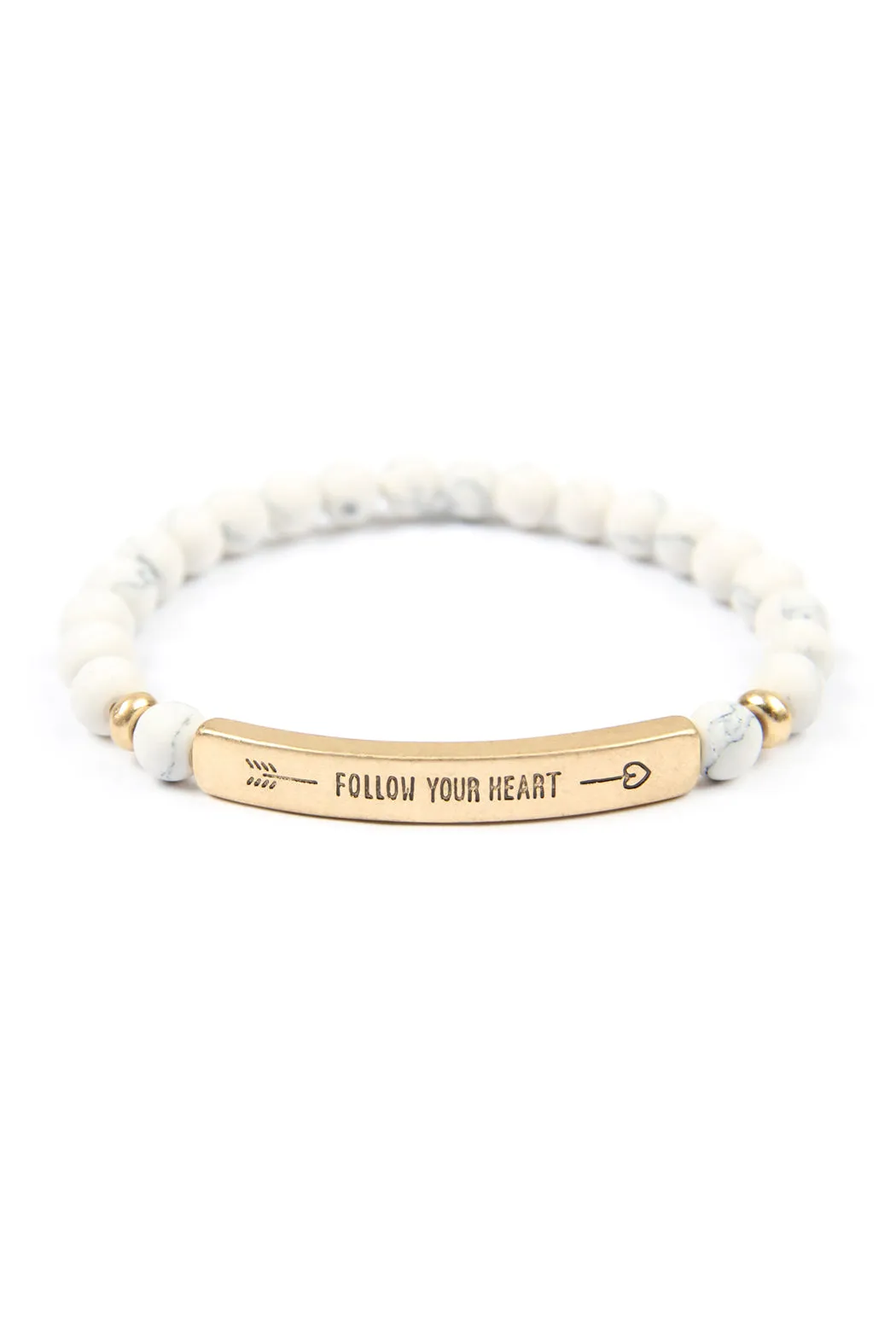 FOLLOW YOUR HEART NATURAL STONE STRETCH BRACELET