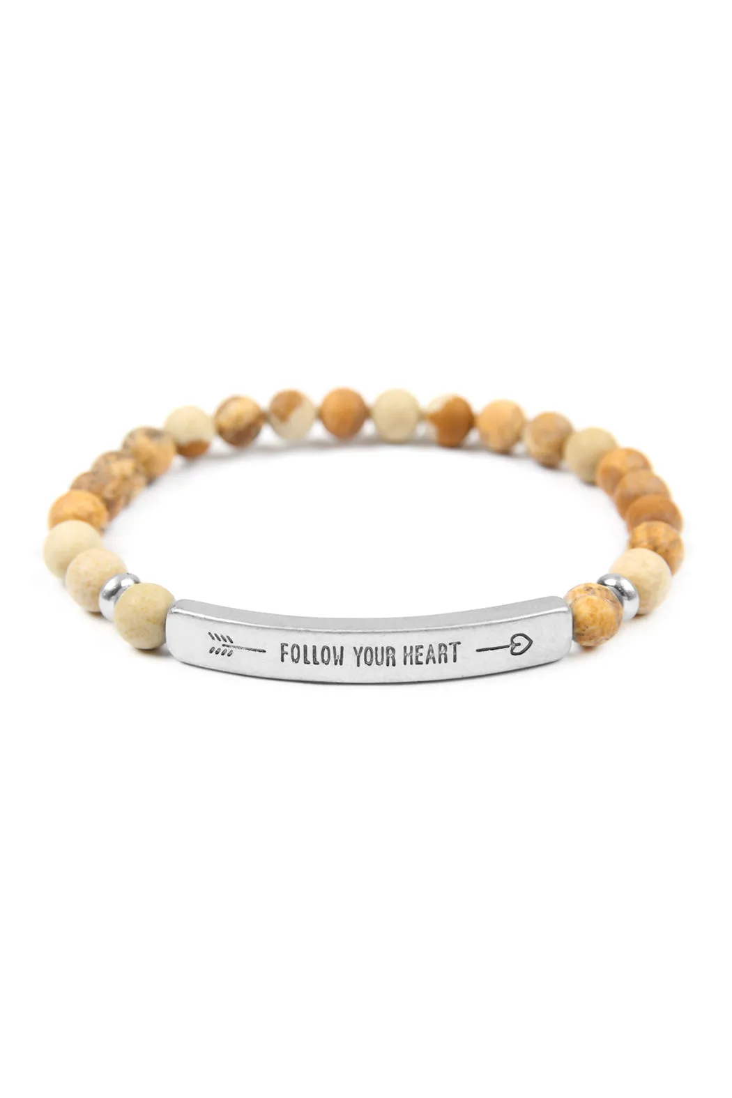 FOLLOW YOUR HEART NATURAL STONE STRETCH BRACELET