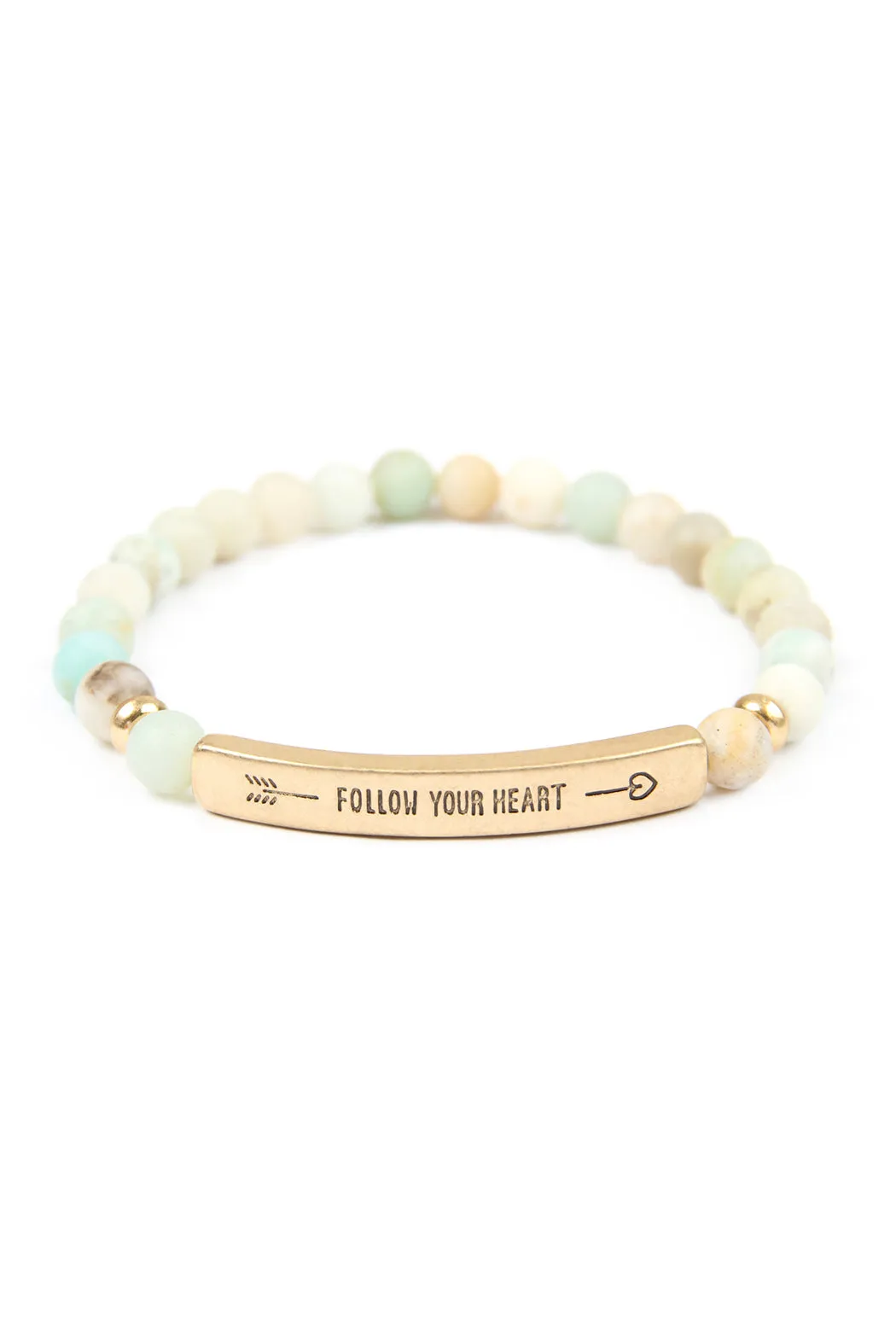 FOLLOW YOUR HEART NATURAL STONE STRETCH BRACELET