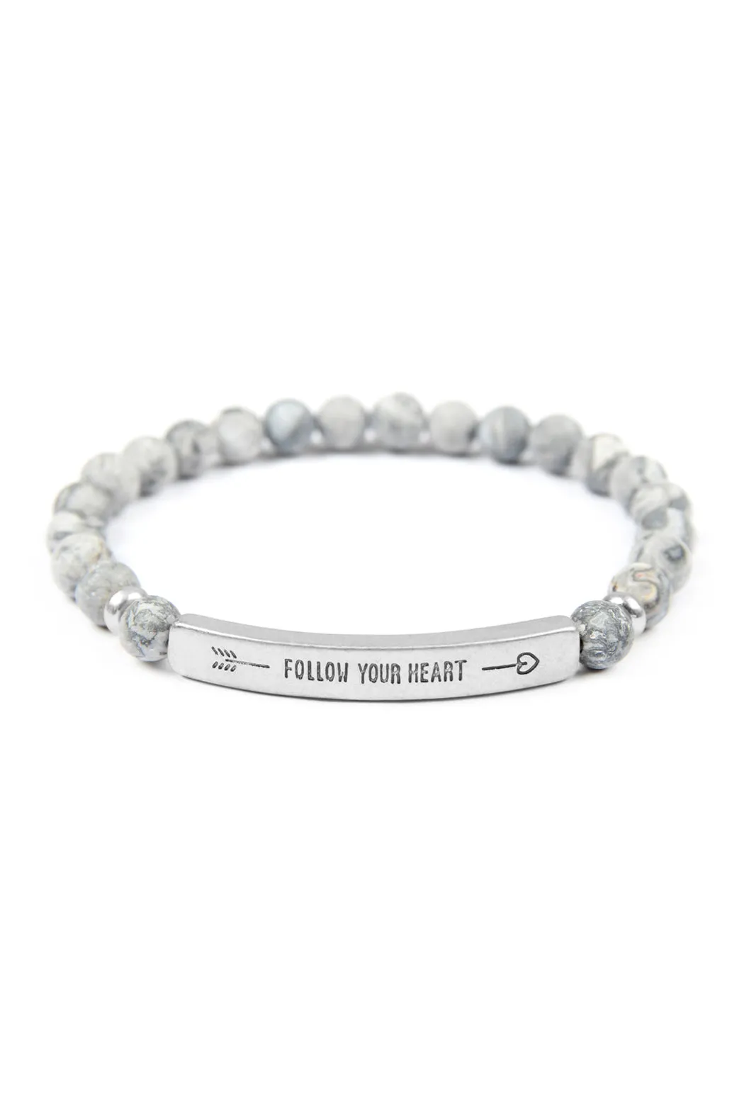 FOLLOW YOUR HEART NATURAL STONE STRETCH BRACELET