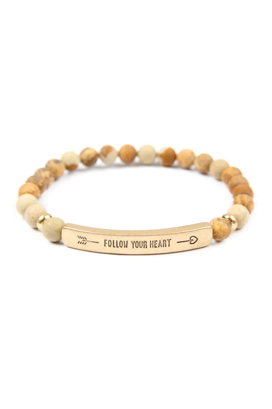 FOLLOW YOUR HEART NATURAL STONE STRETCH BRACELET