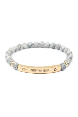 FOLLOW YOUR HEART NATURAL STONE STRETCH BRACELET
